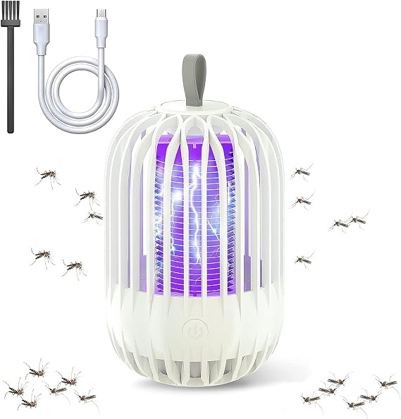 Mosquito Killer Lamp, Portable Mini Fly Killer Electric Bug Zapper, 360° UV Killing Lamp Portable USB Power 2 in 1 Zapper Night Light for Indoor Outdoor Home Office Garden Backyard