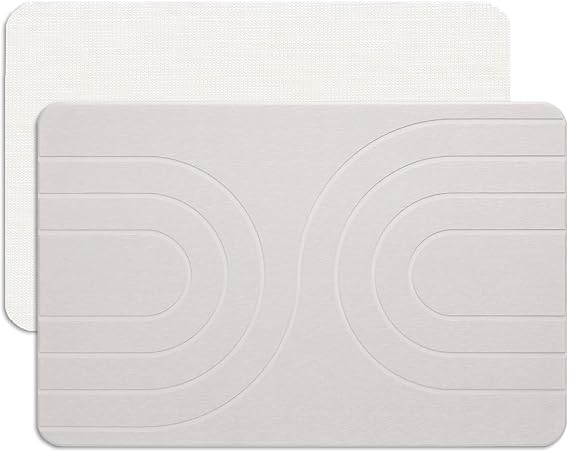 Feilifan Stone Bath Mat, Fast-Drying, 60 X 38 CM, White