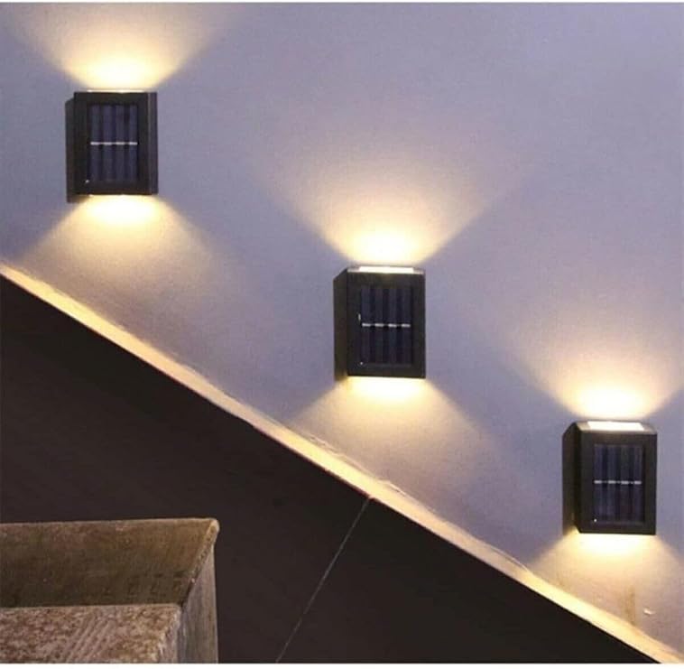 Solar Çift Taraflı Duvar Lambası, Güneş Enerjili, 4 LED, Siyah [Enerji Sınıfı G]