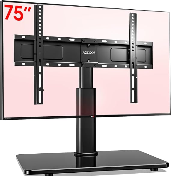 AOKCOS TV Standfuss TV Ständer Höhe 900mm für 32-55 65 75 Zoll Fernseher Neigbar Schwenkbar Höhenverstellbar Fernsehständer Universal TV Standfüße Standfuss Max VESA 600x400mm 45KG (Schwarz)