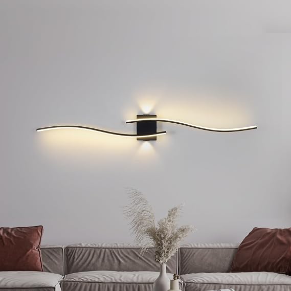 Wall Lights for Living Room,Modern Indoor Led Wall Light of Linear Acrylic Bar,Balck Wall Sconce Lamp Fixtures,Wall Lighting for Bedroom Living Room Hallway Vanity Mirror Stairs 3000K 120Cm [Energy Class F]