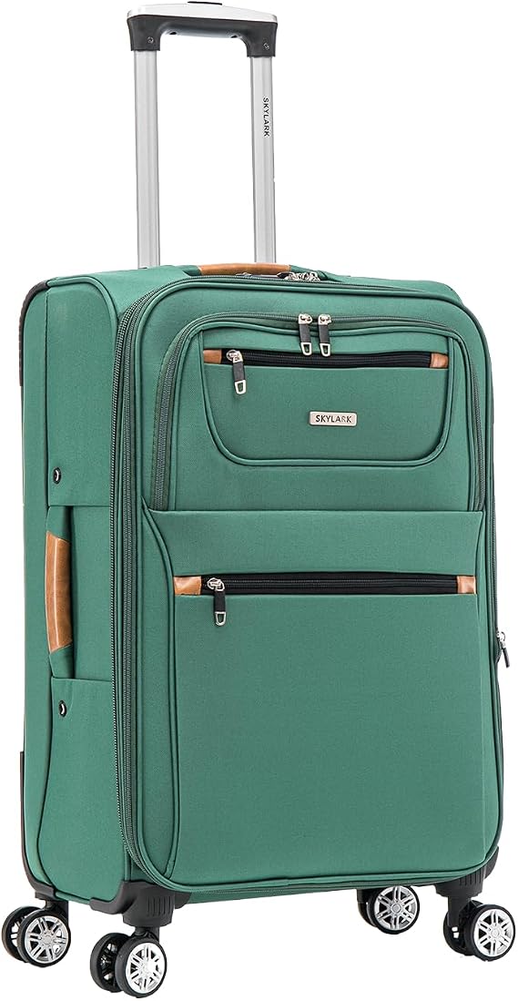 Medium Suitcase 24" Super Lightweight Luggage 20" Expandable 4 Wheels Spinner 3-Digit Combination Lock Soft Shell Luggage for 15 to 20kg