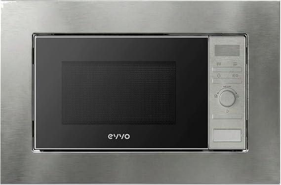 EVVO Mi30 Stainless Steel Integrated Microwave – 21 Litres, Microwave Oven Grill Function, Digital Display, Child Lock and 60 Minute Timer, Black