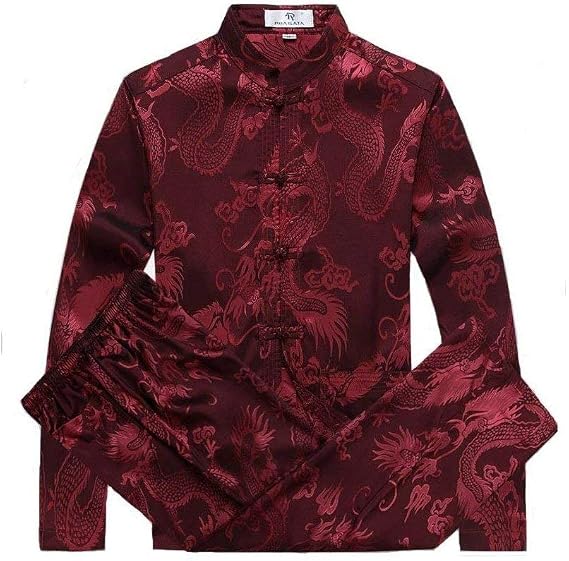 Tai Chi Clothing Women，Men Chinese Clothing Tang Suit - Traditional Classical Costumes Martial Arts Kung Fu Tai Chi Qigong Long Sleeves Dragon Pattern Performance Uniform for Men W