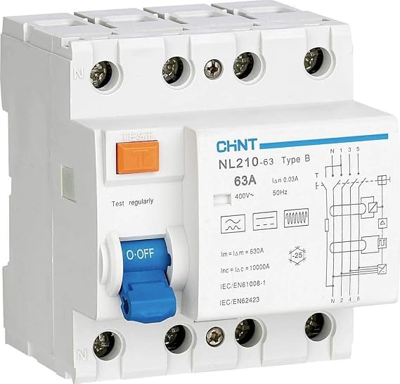 Chint 782000 Residual Current Circuit Breaker All-Current Sensitive FI B/10 kA 3-Pin 63A 0.03A