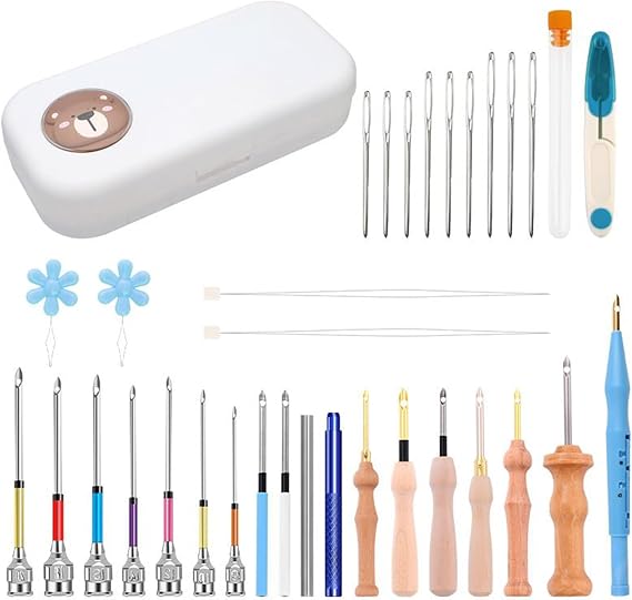 birdusunce Punch Needle Embroidery Kit, Embroidery Punch Needle Tool, Adjustable Craft Tool Kit for Quilts, Hats, Rugs, Clothes, Pillows, Handmade for Beginners, Home Use