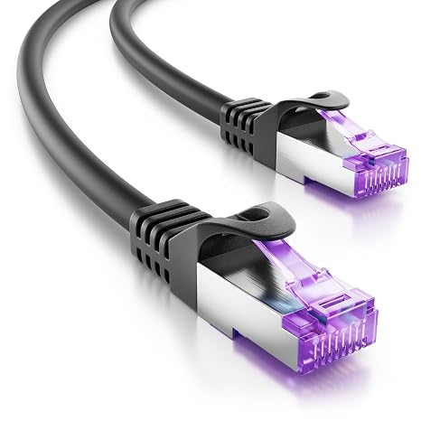deleyCON 75m CAT7 Netzwerkkabel RJ45 10 Gigabit SFTP PiMF - Schwarz