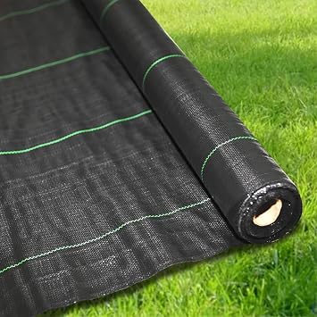 Ram  Heavy Duty Weed Fabric Control 2M X 5M Weed Control Fabric Ground Cover Membrane UV Stabilised Weed Fabric For Patios Garden Flower Beds Landscaping 2M X 5M