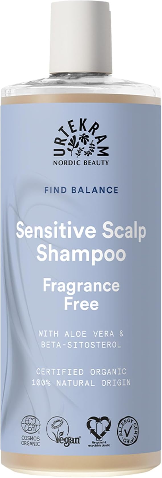 Urtekram Unscented Shampoo - Sensitive Scalp Care - 500ml - Organic and Vegan with Aloe Vera - Hypoallergenic, Certified, Gentle Hydration