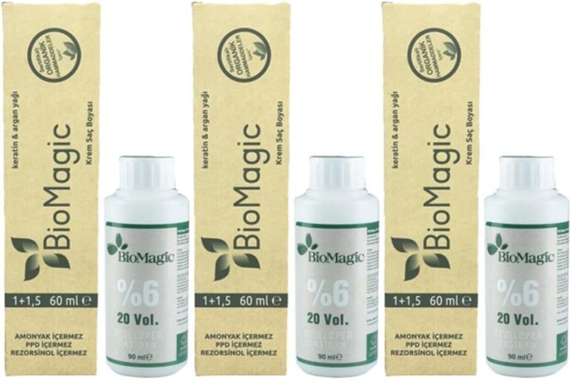 BIOMAGIC Organik Amonyaksız Saç Boyası (yoğun Küllü Kumral-7.11)+oksidan (3 Adet)