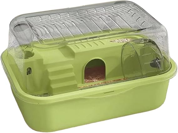 Hamster Cage - 2 Tier Cage For Hamsters with Silent Exercise Running Wheel and Transparent Top - Small Animal Habitat for Chinchilla Gerbil Squirrel Dining Resting Playing