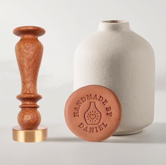 Custom Pottery Stamp Personalized Logo Clay Stamp for Craft Lovers (Handle K)