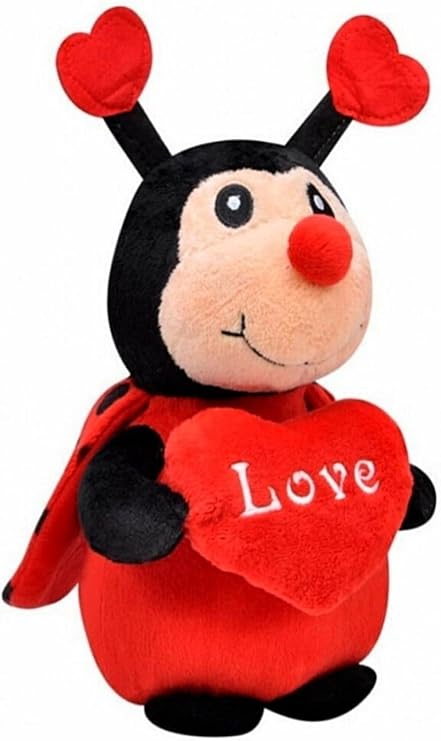 Sevimli Kanatlı Kalpli Uğurböceği Peluş Oyuncak 28 cm, uğurum001