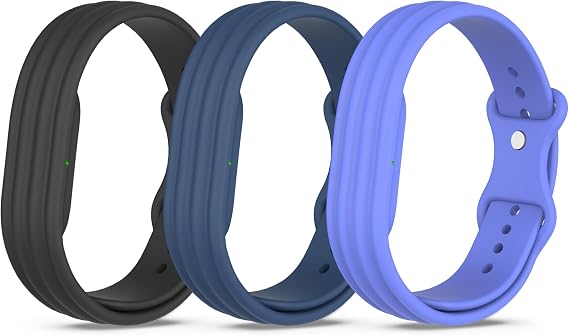 Google Fitbit Airバンド用シリコンストラップ 3本パック 調節可能なスポーツリストバンド Fitbit Airストラップアクセサリー 男女兼用 防汗 防水 ソフトで通気性のある交換用リストストラップ
