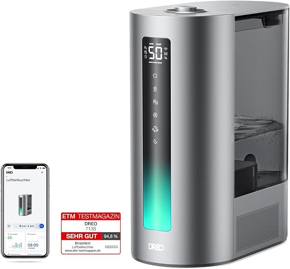 Dreo 6L Smart Humidifier for Large Rooms Warm and Cold Mist for Bedroom 60 Hours Runtime Precise Humidity Sensor Aroma Diffuser and Compatible with Alexa.