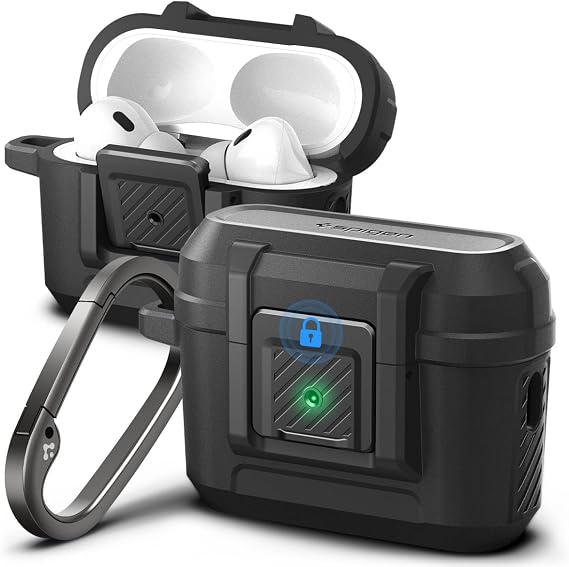 Spigen AirPods Pro 2 ile Uyumlu Kılıf Lock Fit Kilit Mekanizmalı Siyah Kapak - ACS05485 (Spigen TR Garantili)
