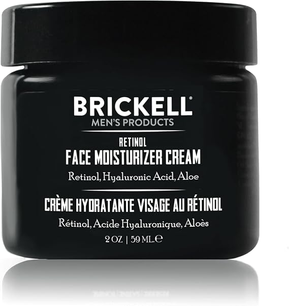 Brickell Men's Retinol Moisturizing Cream for Men, Natural and Organic, Anti-Wrinkle Facial Night Cream with Retinol and Hyaluronic Acid, Fragrance Free, 60 ml