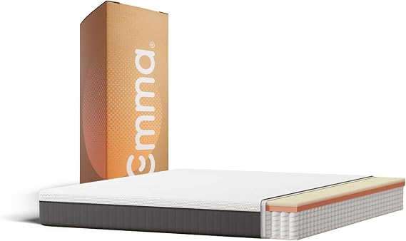 Emma Original Lite Mattress, Super King (180×200 cm), 22 cm, Memory Foam & Pocket Springs, Medium Firm Comfort & Support, Moisture-Regulating Cover, Rolled Delivery