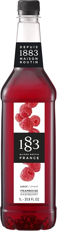 1883 Maison Routin Premium Raspberry Syrup, 1 Litre Glass Bottle