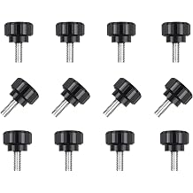 12Pcs Knurled Clamping Knobs M4 x 10mm, Plastic Round Head Male Thread Thumb Screws, Steel Stud Hand Tightening Knobs for Tools, Machinery, Woodworking, and Fixtures