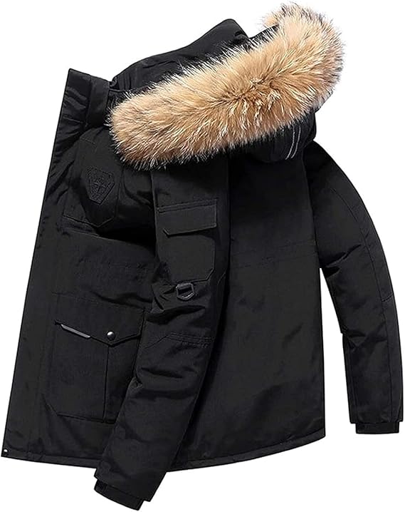 Men's Down Jacket Big Goose Autumn and Winter Thickened Coat Canada Style Warm Snow Coat,Black,L