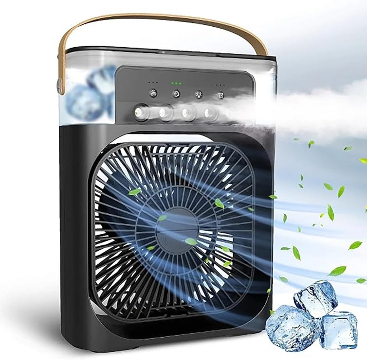 RADOON Taşınabilir Mini Klima, Hava Nemlendirici, Soğutucu Fan, 3 Hız Kademeli, Aydınlatmalı, 600ml Su Deposu [Enerji Sınıfı A]