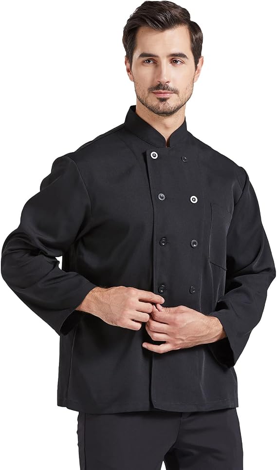 Nanxson Men's Chef Jacket with Double-Breasted, Short/Long Sleeve