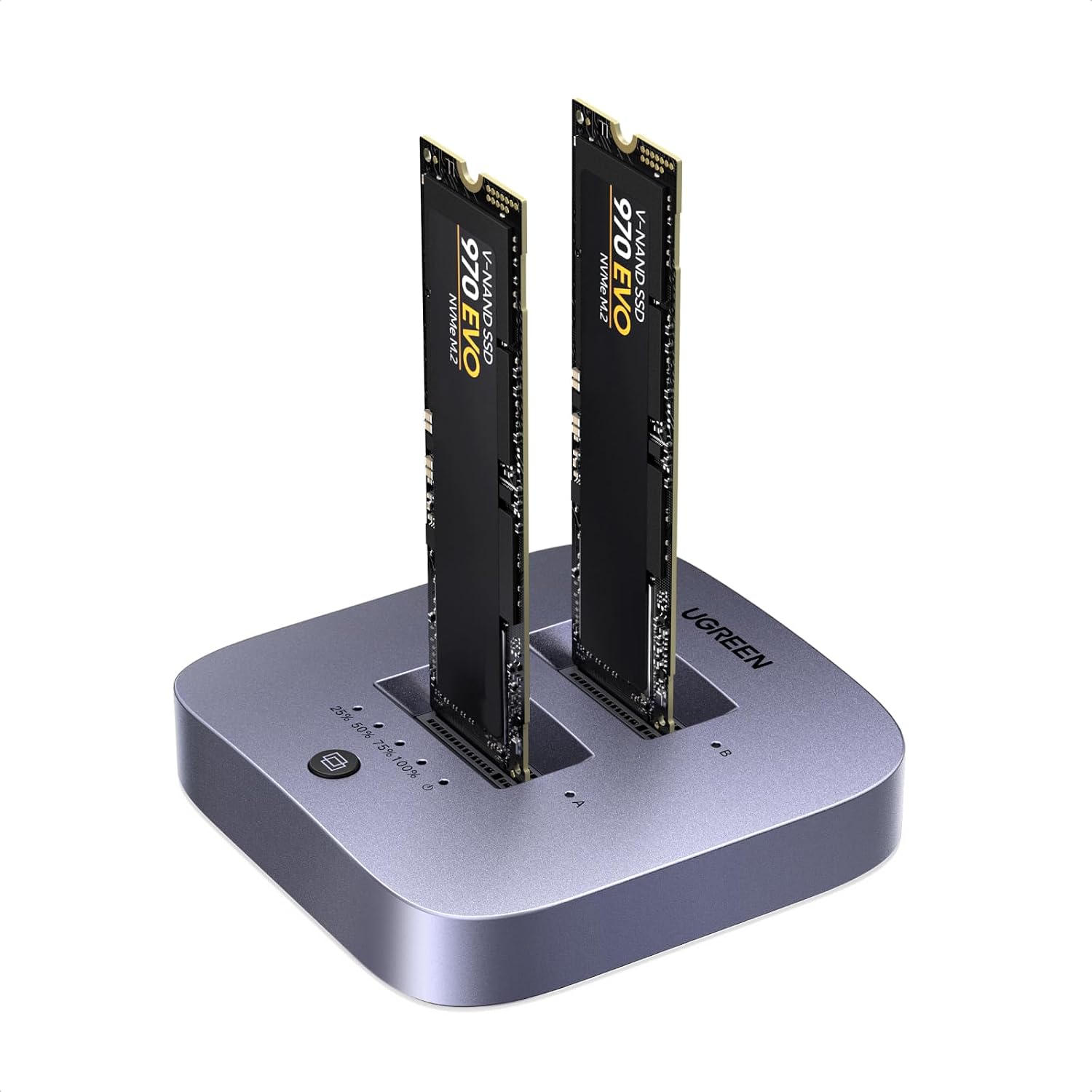 UGREEN M.2 NVMe SSD Cloner Dock, 20Gbps Dual-Bay NVMe Enclosure, Aluminum SSD Enclosure Support Offline Clone, UASP & TRIM, M.2 Reader for M/B+M Key SSD in Size of 2230/2242/2260/2280