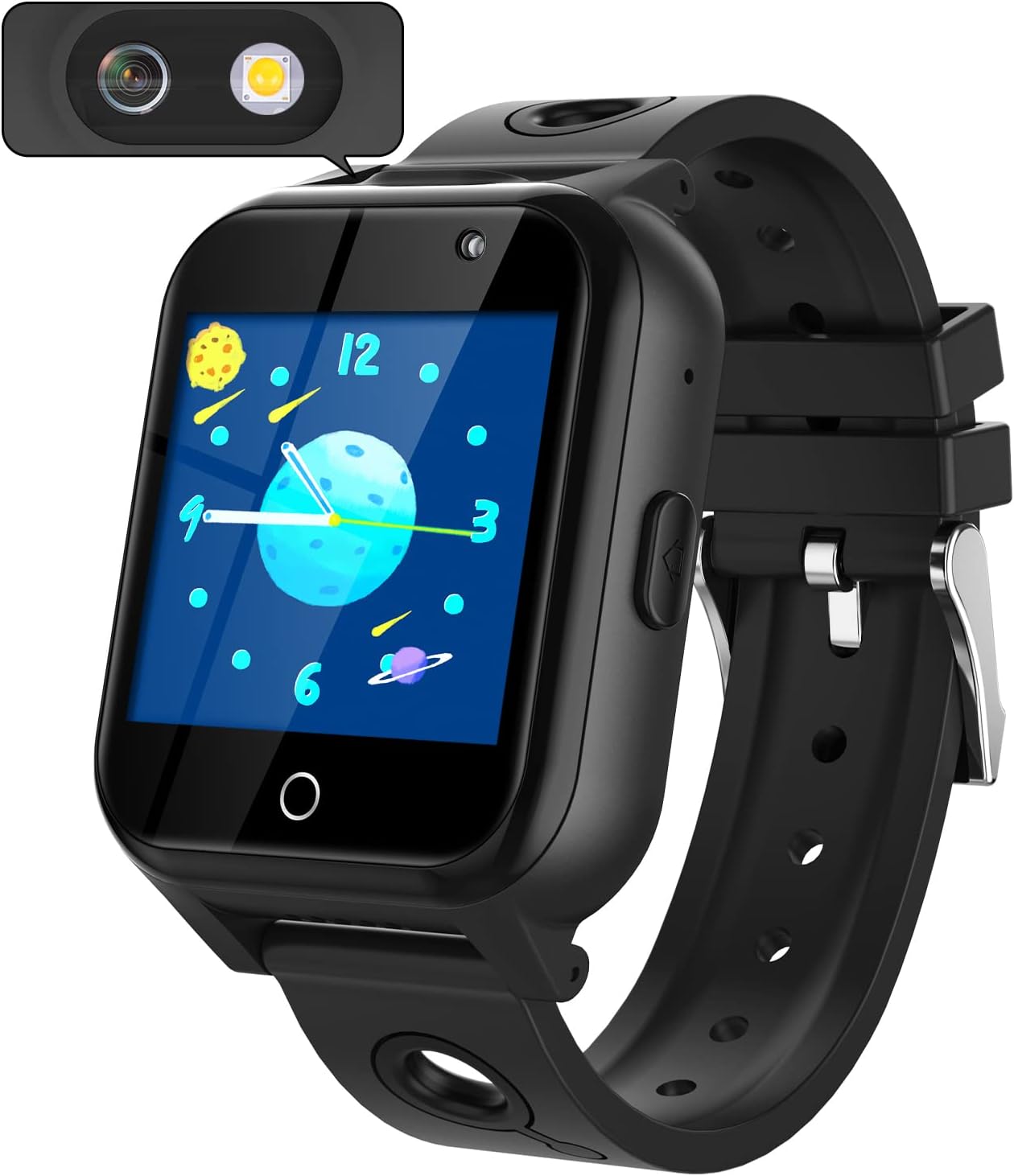 QUTOGO Kids Wristwatch, Smart Watch, Children, Kids Smartwatch, Girls, Boys, Toy Clock, 1.54 Inch Large Screen, Camera Included, Selfie Camera, 300,000 Pixels, Photos, Videos, Educational Games, Music Player, Pedometer, Alarm Clock, Flashlight, Watching M