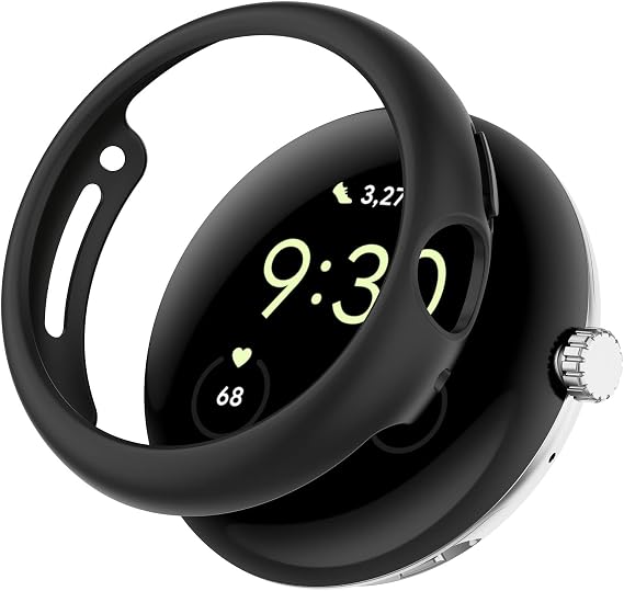 Case compatible with Google Pixel Watch 2/Watch 1, Hard PC Frame Protective Cover (without screen protector), Ultra-Light Bumper (Black)