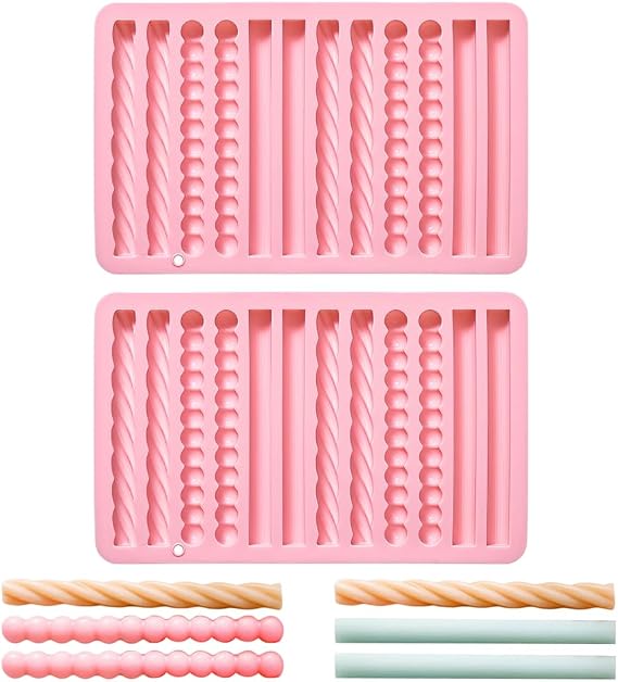2PCS Chocolate Strip Silicone Moulds, Long Stick Mould, Non Stick Pretel Rods Moulds for Cheese Sticks Cake Bars Lollipops Finger Cookies Ice Pops