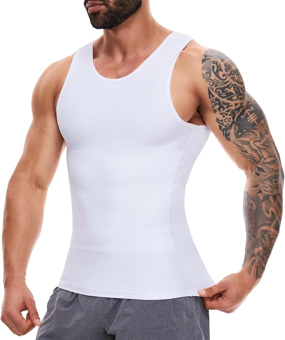 SLIMBELLE Mens Compression Vest Slimming Vest Elastic Men's Body Shaper Tank Slim Shapewear Compression Shirt Tummy Control Waist Trainer