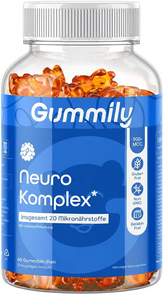 Premium Neuro Complex Gummies - 20 Micronutrients - Vital Blend 617mg - Gelatine Free - Pack of 60