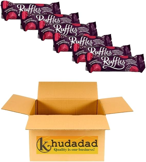 Ruffles Dark Chocolate Raspberry & Coconut Bars | 5-Pack Multipack Bundle | British Chocolate Covered Coconut Bars with Raspberry Fondant Centre | Classic Confectionery Treat (6x)