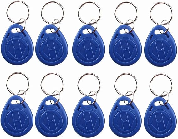 125KHz T5577/EM4305 Writable RFID Keychains NFC Token tags Proximity ID Access Control Key Fob Card for Security Entry System Blue Color (50)