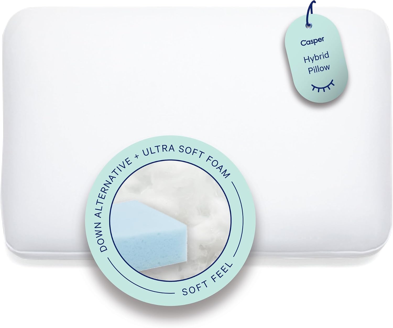 Casper Hybrid Sleeping Pillow, King, White