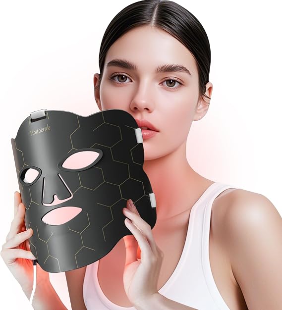 Hottoerak Red Light Mask, 660nm&850nm Silicone Infrared Light Mask