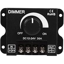LED Switch Dimmer, Adjustable Brightness, Protective Function, Simple to Use, Stable Design, Quality Assurance, 12V-24V 30A Single Color Strip Light Dimming Controller with Knob