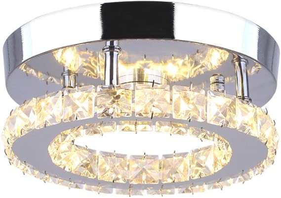 7.9" Crystal Round Flush Mount Ceiling Light LED Warm White