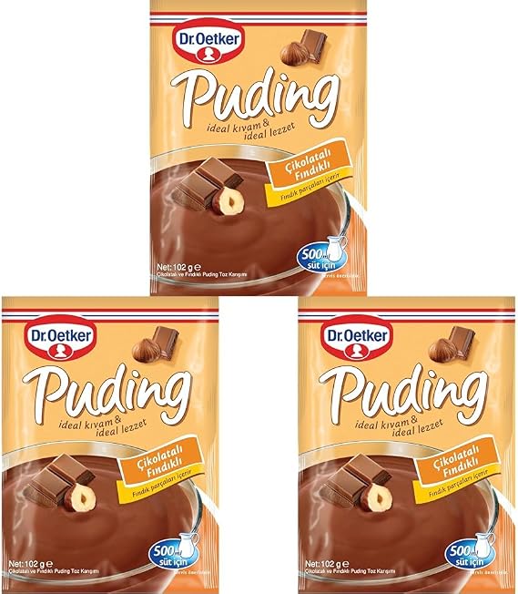 Dr. Oetker Puding Çikolatalı Fındık Aromalı 102 Gr 3lü paket