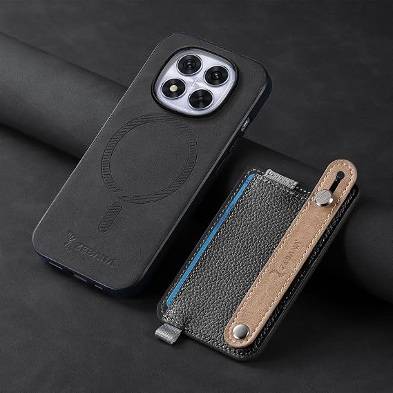 Zebana Xiaomi Redmi Note 14 Pro ile Uyumlu Kılıf Zebana M-safe 2in1 Kartlıklı Best Deri Kılıf Siyah