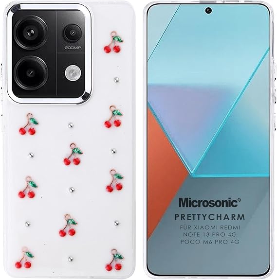 Microsonic Xiaomi Poco M6 Pro 4G Kılıf PrettyCharm Cherry [Poco M6 Pro 4G ile Uyumlu Kılıf - Kırmızı]