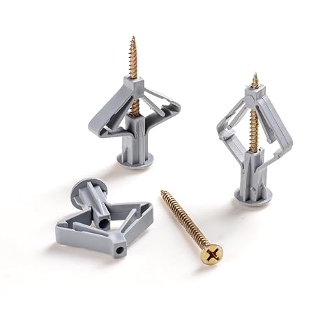 60 Pack Plasterboard Wall Plugs and Fixings, Hollow Wall Anchors