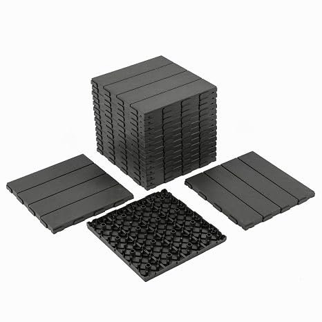 Panana 10PCS Composite Decking Tiles with Interlocking Base, 30 x 30cm
