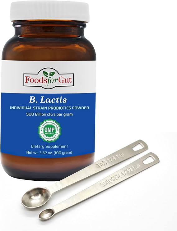 Foods For Gut Bifidobacterium Lactis Probiotic Powder 500 Billion cfu's | Made in USA | No Additives | Digestive & Immune Support | High Potency | B. Lactis | (100 Grams)