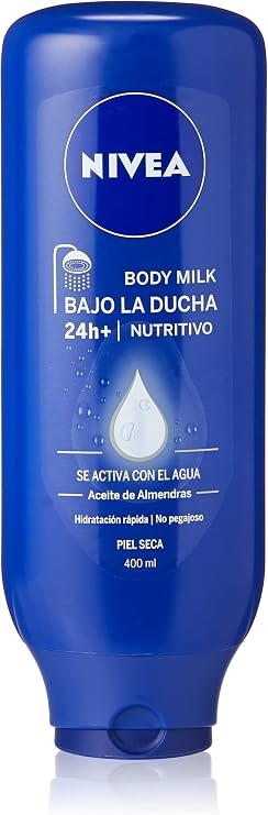 NIVEA Under the Shower Body Milk Nourishing (1 x 400ml) Moisturizing Shower Milk Skin Conditioner with Almond Oil for Dry Skin Care