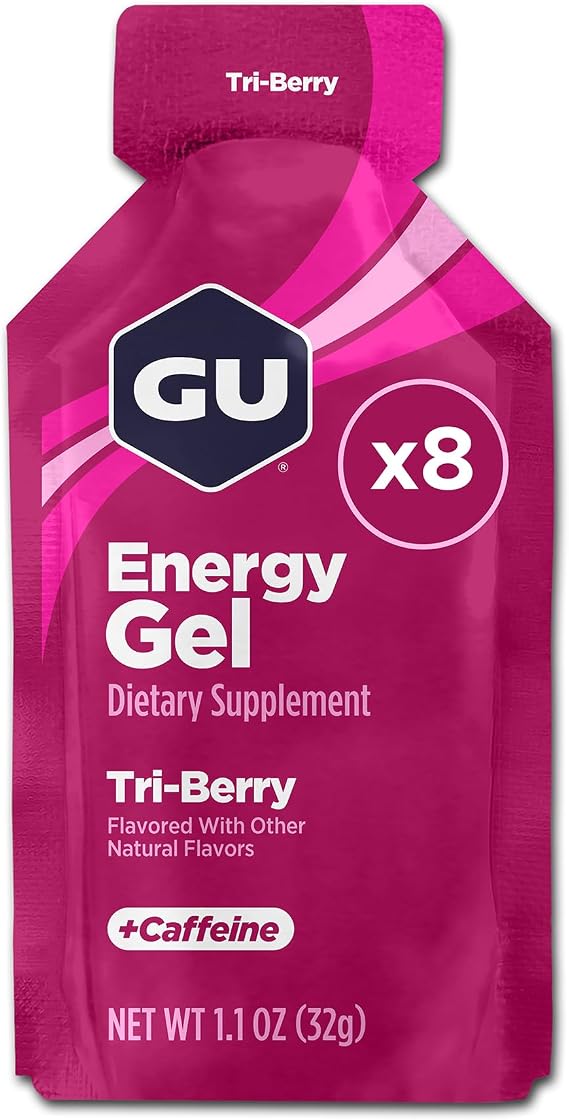 GU Original Sports Nutrition Energy Gel, Tri Berry, 8-Count by GU Energy Labs