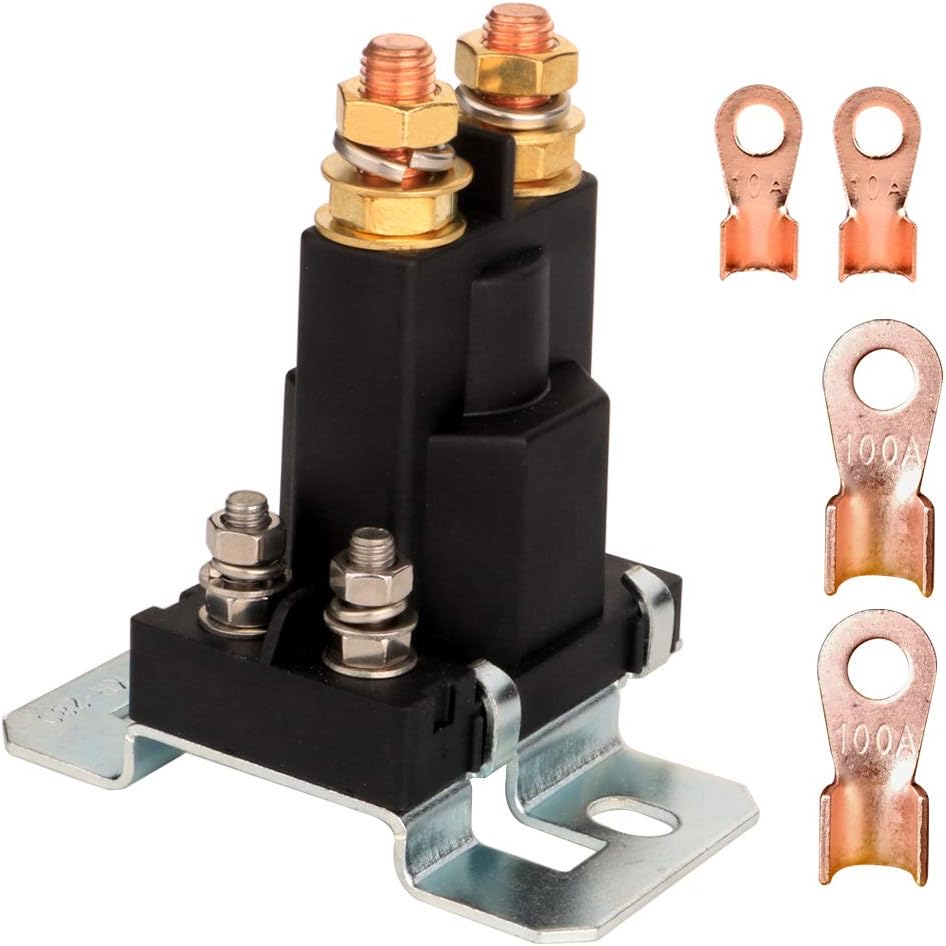 Formed 4-Pin Relay Battery Isolator Switch, SPST 12VDC 500 A, Contactor for Vehicles, Double Batteries On  Off Switch for Insulator Control, High Stress with Additional Ring Connections