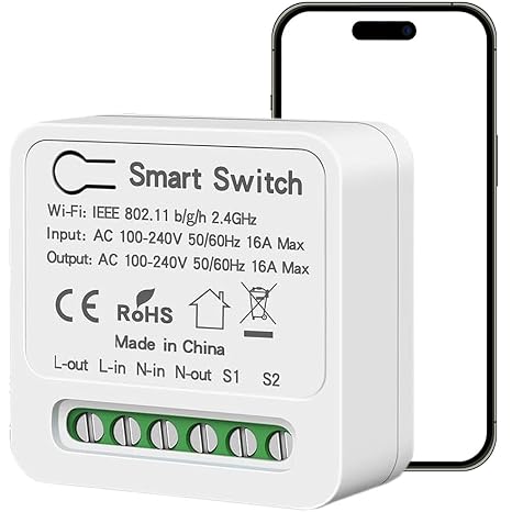 ZigBee Switch Mini Smart Light Switch with Power statistics Mini Switches DIY Breaker Module 2 Way Control 16A Smart Switches Compatible with Alexa, Google Home, ZigBee 3.0 Hub Required
