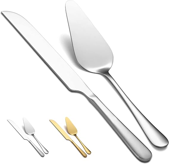 Kyraton Wedding Cake Knife and Server Set, Stainless Steel Cake Cutting Set for Wedding Include Cake Cutter and Cake Server Perfect for Wedding, Christmas